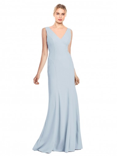 Trumpet V-Neck Stretch Crepe Long Light Sky Blue Bridesmaid Dress / Formal Dress Belfast