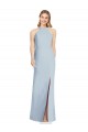 Trumpet High Neck Stretch Crepe Long Light Sky Blue Formal Evening Gown / Bridesmaid Dress Belfast