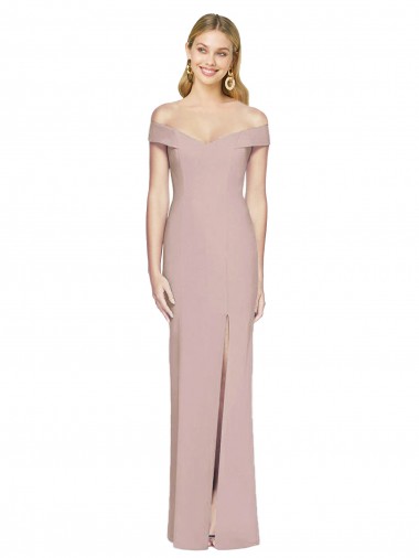 Trumpet Off the Shoulder Stretch Crepe Long Dusty Pink Semi Formal Evening Dress / Prom Dress / Bridesmaid Dress Belfast