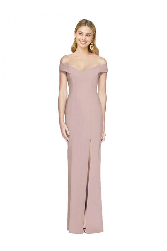 Trumpet Off the Shoulder Stretch Crepe Long Dusty Pink Semi Formal Evening Dress / Prom Dress / Bridesmaid Dress Belfast