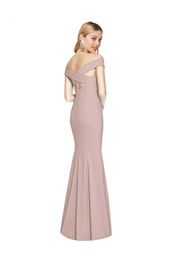 Trumpet Off the Shoulder Stretch Crepe Long Dusty Pink Semi Formal Evening Dress / Prom Dress / Bridesmaid Dress Belfast