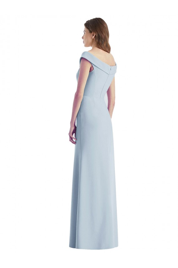 A-Line V-Neck Stretch Crepe Long Light Sky Blue Black Tie Evening Gown / Bridesmaid Dress Belfast