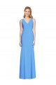 Trumpet V-Neck Stretch Crepe Long Peacock Blue Semi Formal Evening Dress / Prom Dress / Bridesmaid Dress Belfast