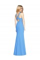 Trumpet V-Neck Stretch Crepe Long Peacock Blue Semi Formal Evening Dress / Prom Dress / Bridesmaid Dress Belfast