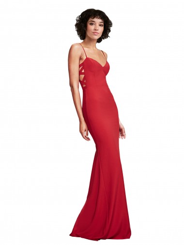 Mermaid Spaghetti Straps Stretch Crepe Long Red Bridesmaid Dress / Evening Dress Belfast