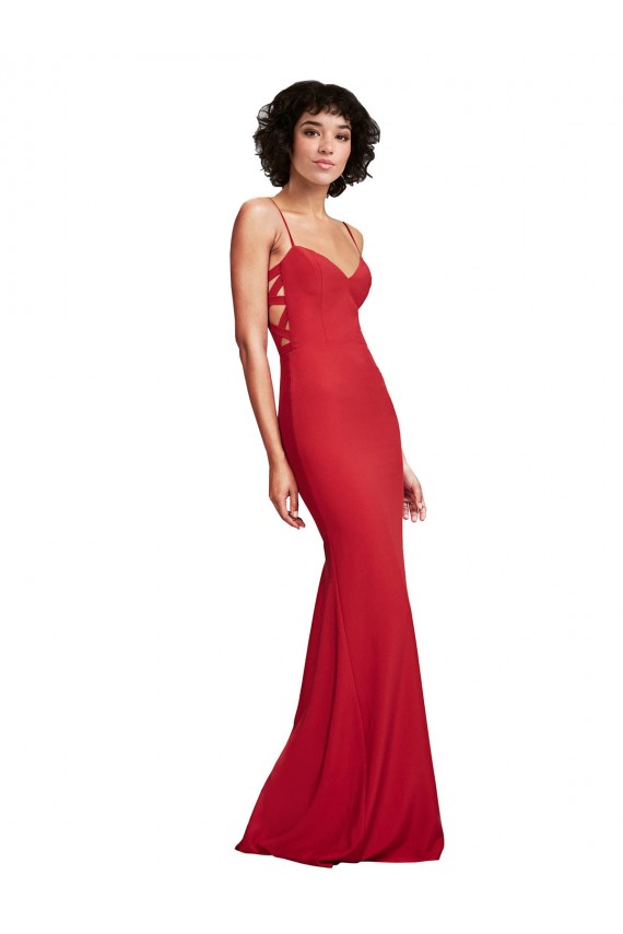 Mermaid Spaghetti Straps Stretch Crepe Long Red Bridesmaid Dress / Evening Dress Belfast