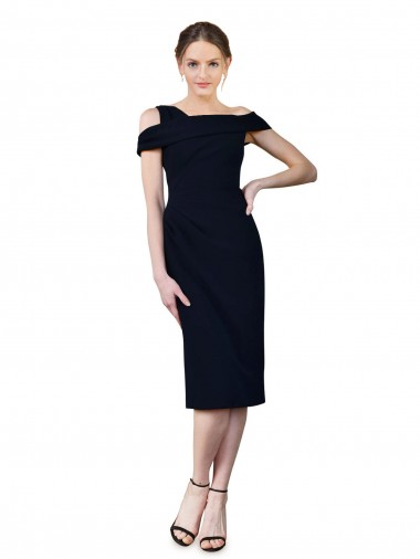 Mermaid Off the Shoulder Stretch Crepe Cocktail Length Dark Navy Formal Evening Gown / Prom Dress / Bridesmaid Dress Belfast