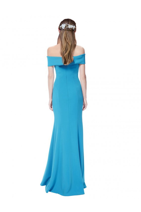 Sheath Off the Shoulder Stretch Crepe Long Peacock Blue Formal Evening Gown / Prom Dress / Bridesmaid Dress Belfast