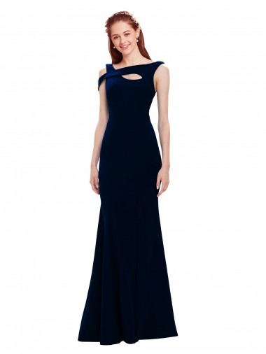 Mermaid Off the Shoulder Stretch Crepe Long Dark Navy Formal Evening Gown / Prom Dress / Bridesmaid Dress Belfast