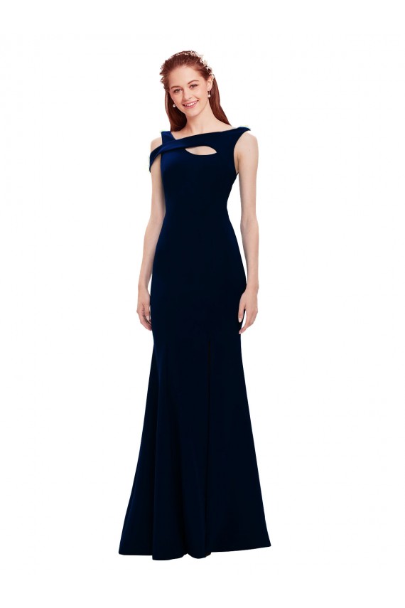 Mermaid Off the Shoulder Stretch Crepe Long Dark Navy Formal Evening Gown / Prom Dress / Bridesmaid Dress Belfast