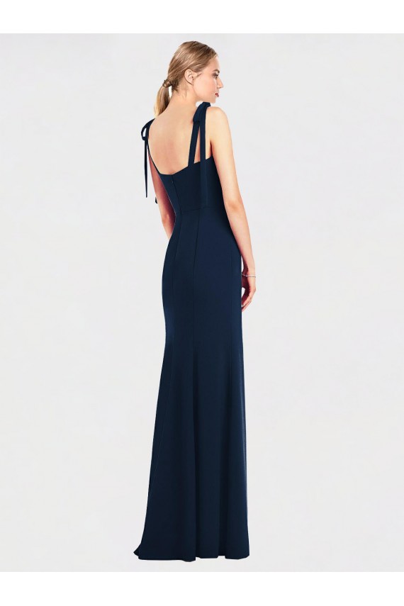 Trumpet Spaghetti Straps Stretch Crepe Long Dark Navy Semi Formal Evening Dress / Prom Dress / Bridesmaid Dress Belfast