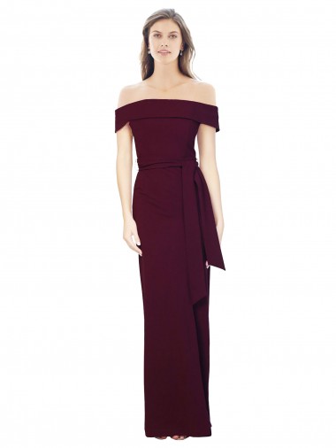 Mermaid Off the Shoulder Stretch Crepe Long Burgundy Gold Formal Evening Gown / Prom Dress / Bridesmaid Dress Belfast