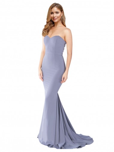 Mermaid Strapless Stretch Crepe Long Smoke Blue Formal Evening Gown / Prom Dress / Bridesmaid Dress Belfast