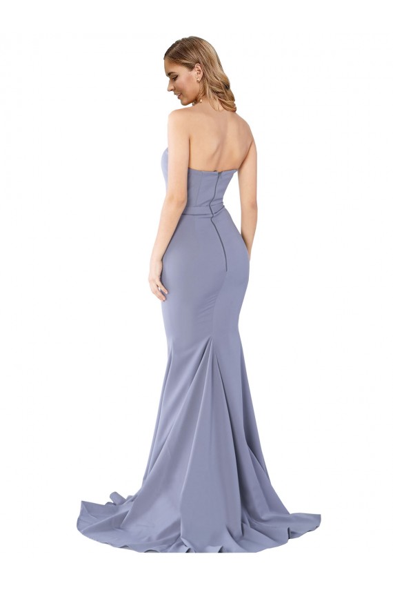 Mermaid Strapless Stretch Crepe Long Smoke Blue Formal Evening Gown / Prom Dress / Bridesmaid Dress Belfast