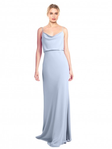 Sheath High Neck Stretch Crepe Long Light Sky Blue Formal Dress / Bridesmaid Dress Belfast