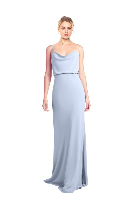 Sheath High Neck Stretch Crepe Long Light Sky Blue Formal Dress / Bridesmaid Dress Belfast