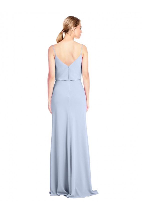 Sheath High Neck Stretch Crepe Long Light Sky Blue Formal Dress / Bridesmaid Dress Belfast