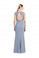 Sheath High Neck Stretch Crepe Long Smoke Blue Bridesmaid Dress Belfast