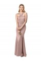 Sheath High Neck Stretch Crepe Long Dusty Pink Prom Dress / Bridesmaid Dress Belfast