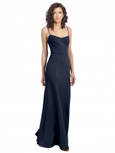 Sheath Scoop Neck Stretch Crepe Long Dark Navy Formal Dress / Bridesmaid Dress Belfast