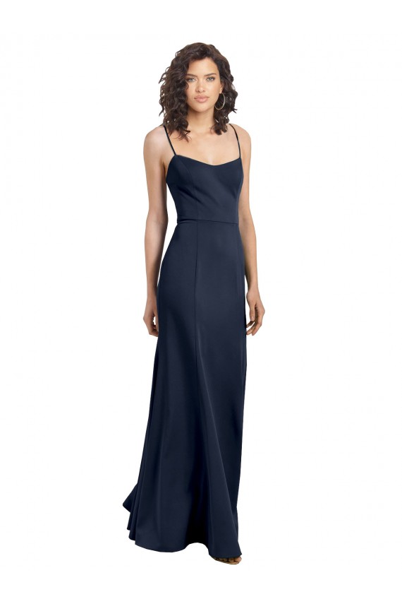 Sheath Scoop Neck Stretch Crepe Long Dark Navy Formal Dress / Bridesmaid Dress Belfast
