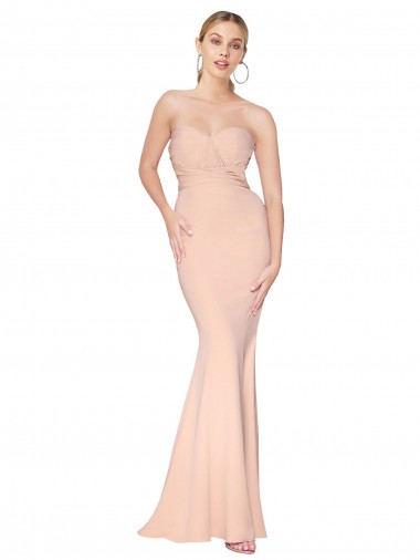 Mermaid High Neck Stretch Crepe Long Nude Formal Dress / Bridesmaid Dress Belfast