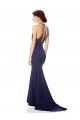 Mermaid High Neck Stretch Crepe Long Navy Blue Bridesmaid Dress / Formal Dress Belfast