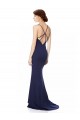 Mermaid High Neck Stretch Crepe Long Navy Blue Formal Evening Gown / Prom Dress / Bridesmaid Dress Belfast