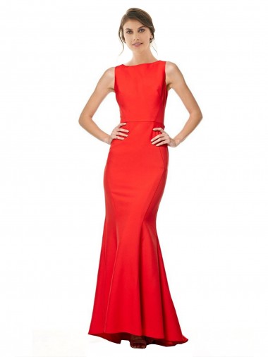 Mermaid High Neck Stretch Crepe Long Red Bridesmaid Dress / Evening Gowns Belfast