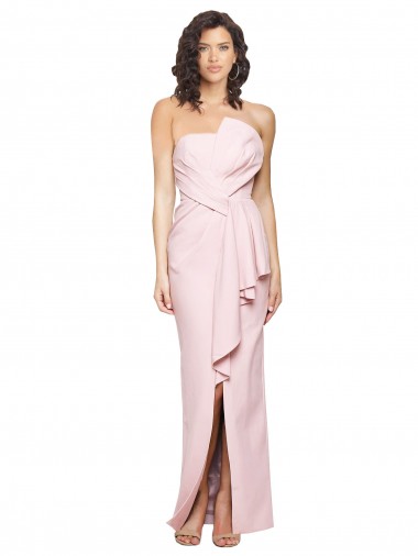 Sheath Strapless Stretch Crepe Long Pink Formal Evening Gown / Prom Dress / Bridesmaid Dress Belfast