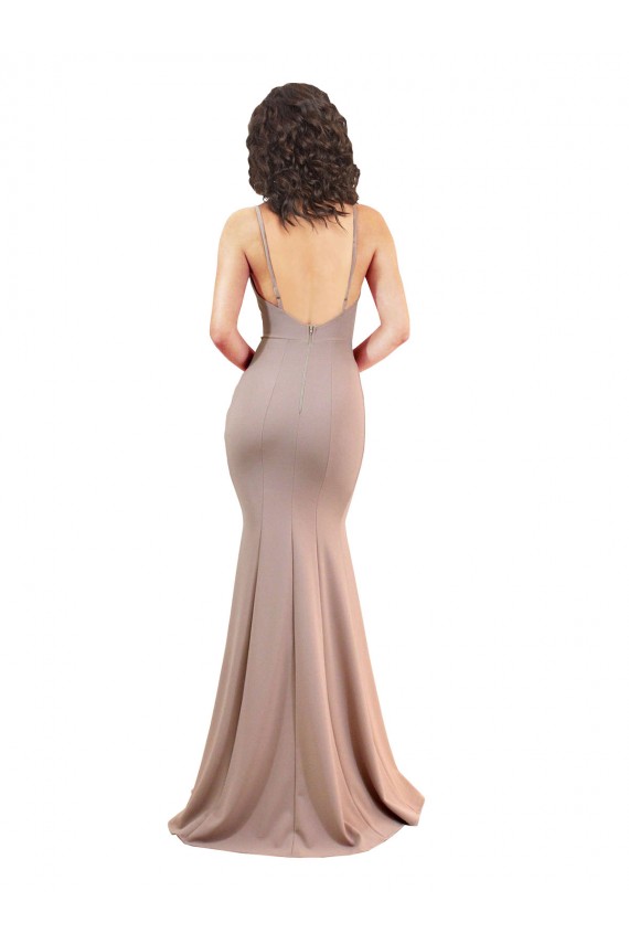Mermaid V-Neck Stretch Crepe Long Dusty Pink Black Tie Evening Gown / Prom Dress / Bridesmaid Dress Belfast