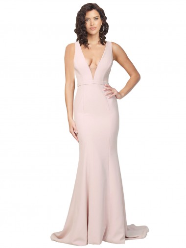 Sheath V-Neck Stretch Crepe Sweep Train Pink Black Tie Evening Gown / Prom Dress / Bridesmaid Dress Belfast