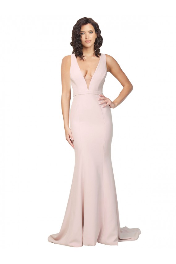 Sheath V-Neck Stretch Crepe Sweep Train Pink Black Tie Evening Gown / Prom Dress / Bridesmaid Dress Belfast
