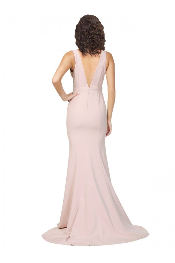 Sheath V-Neck Stretch Crepe Sweep Train Pink Black Tie Evening Gown / Prom Dress / Bridesmaid Dress Belfast