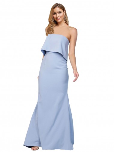 A-Line Strapless Stretch Crepe Long Light Sky Blue Formal Dress / Bridesmaid Dress Belfast