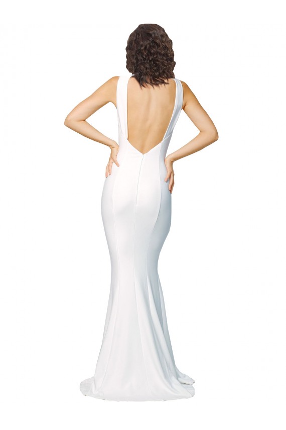 Sheath High Neck Stretch Crepe Long Ivory Formal Evening Gown / Prom Dress / Bridesmaid Dress Belfast