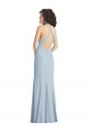 Trumpet High Neck Stretch Crepe Long Light Sky Blue Formal Evening Gown / Prom Dress / Bridesmaid Dress Belfast