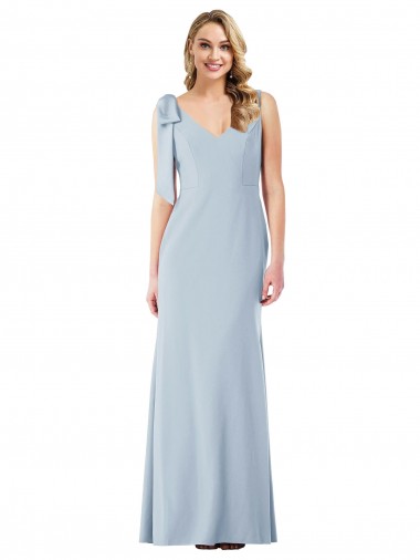 Trumpet V-Neck Stretch Crepe Long Light Sky Blue Semi Formal Evening Dress / Prom Dress / Bridesmaid Dress Belfast