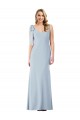 Trumpet V-Neck Stretch Crepe Long Light Sky Blue Semi Formal Evening Dress / Prom Dress / Bridesmaid Dress Belfast