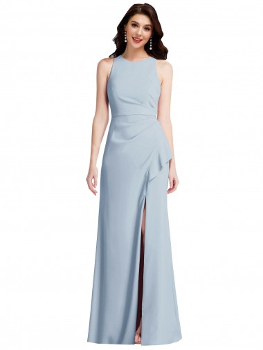Trumpet Halter Neck Stretch Crepe Long Light Sky Blue Formal Dress / Bridesmaid Dress Belfast