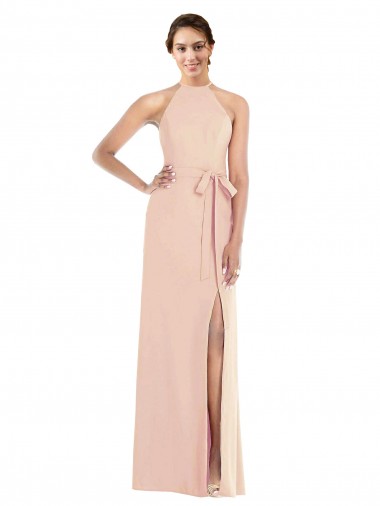 Trumpet Halter Neck Stretch Crepe Long Nude Formal Evening Gown / Prom Dress / Bridesmaid Dress Belfast