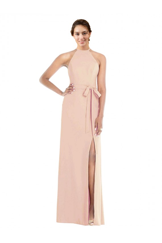 Trumpet Halter Neck Stretch Crepe Long Nude Formal Evening Gown / Prom Dress / Bridesmaid Dress Belfast