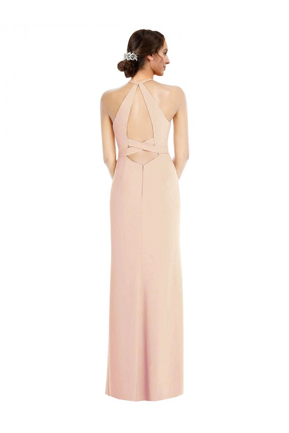 Trumpet Halter Neck Stretch Crepe Long Nude Formal Evening Gown / Prom Dress / Bridesmaid Dress Belfast