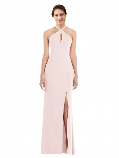 Trumpet Halter Neck Stretch Crepe Long Pink Formal Evening Gown / Prom Dress / Bridesmaid Dress Belfast