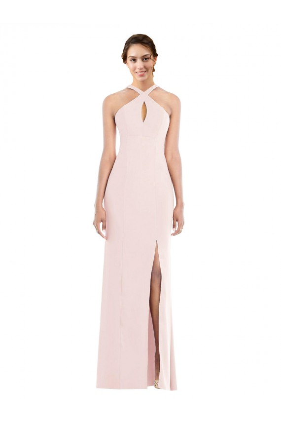 Trumpet Halter Neck Stretch Crepe Long Pink Formal Evening Gown / Prom Dress / Bridesmaid Dress Belfast