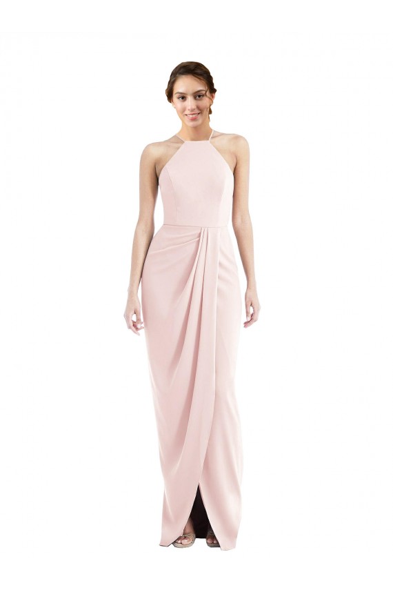 Trumpet Halter Neck Stretch Crepe Long Pink Semi Formal Evening Dress / Prom Dress / Bridesmaid Dress Belfast