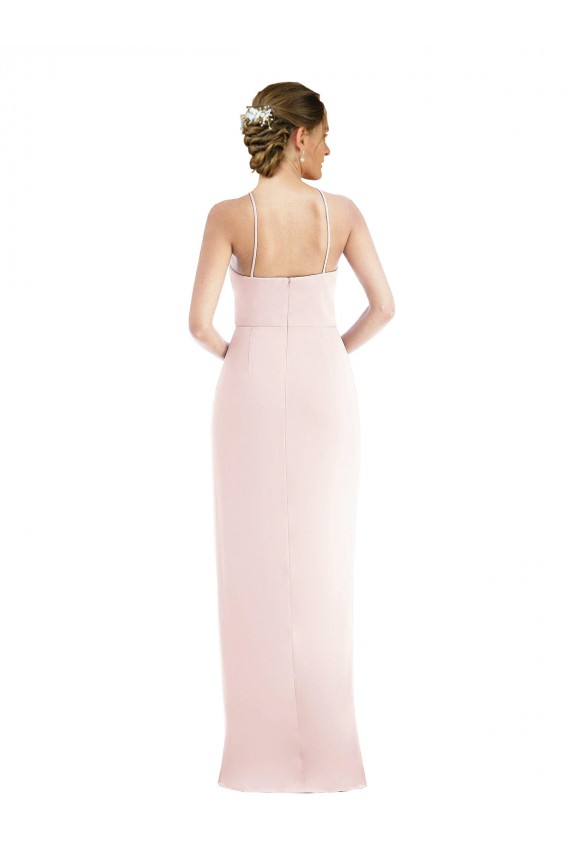 Trumpet Halter Neck Stretch Crepe Long Pink Semi Formal Evening Dress / Prom Dress / Bridesmaid Dress Belfast