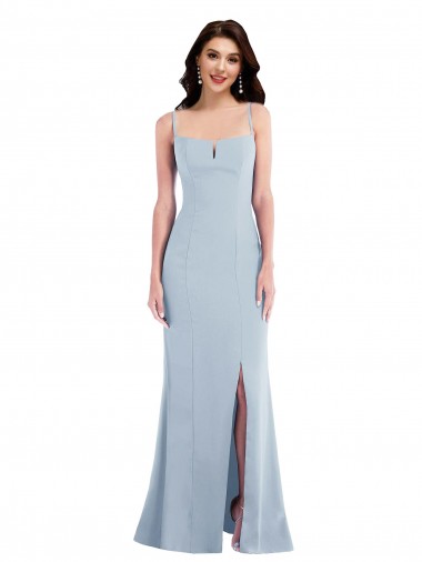Trumpet Spaghetti Straps Stretch Crepe Long Light Sky Blue Formal Evening Gown / Prom Dress / Bridesmaid Dress Belfast