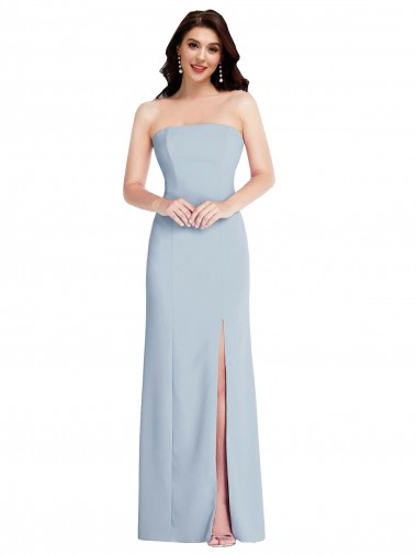 A-Line Strapless Stretch Crepe Long Light Sky Blue Formal Evening Gown / Prom Dress / Bridesmaid Dress Belfast