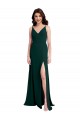 A-Line V-Neck Stretch Crepe Long Midnight Green Formal Evening Gown / Prom Dress / Bridesmaid Dress Belfast